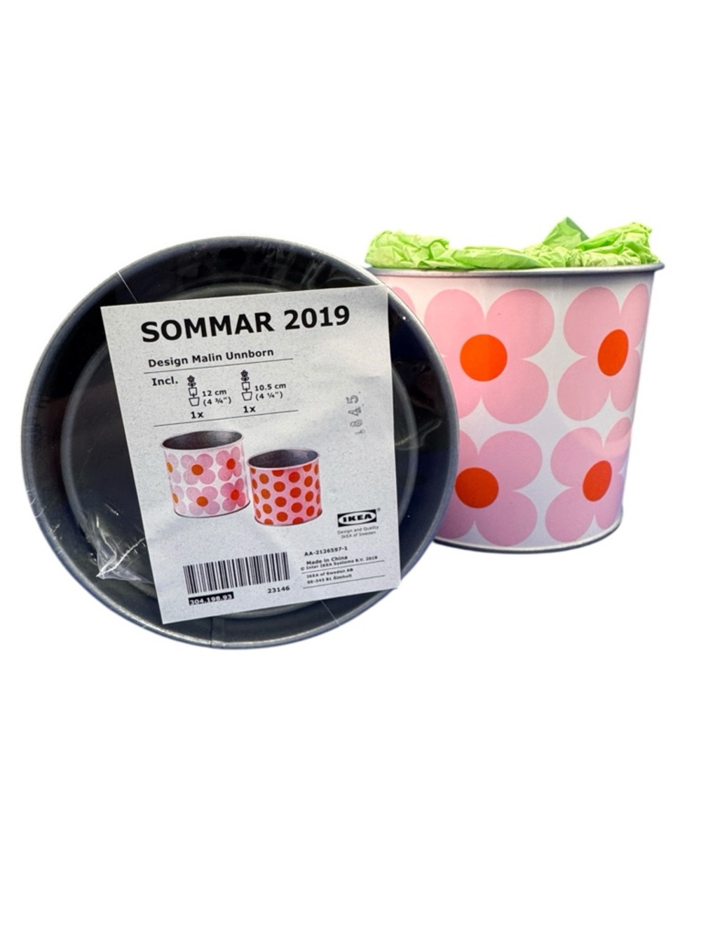 IKEA SOMMAR 2019 Planter Cachepot Set of 2 Pink Floral Polka Dot Small